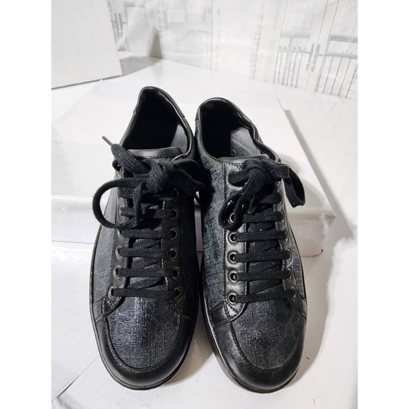 Authentic Gucci Ace Brooklyn Graphite GG Supreme Low Top Sneakers Black/Grey - Picture 1 of 12